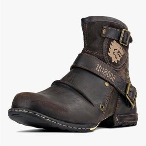 OSSTONE Leather Moto Boots Style OS-5008-1-DA1B1- LIKE NEW!